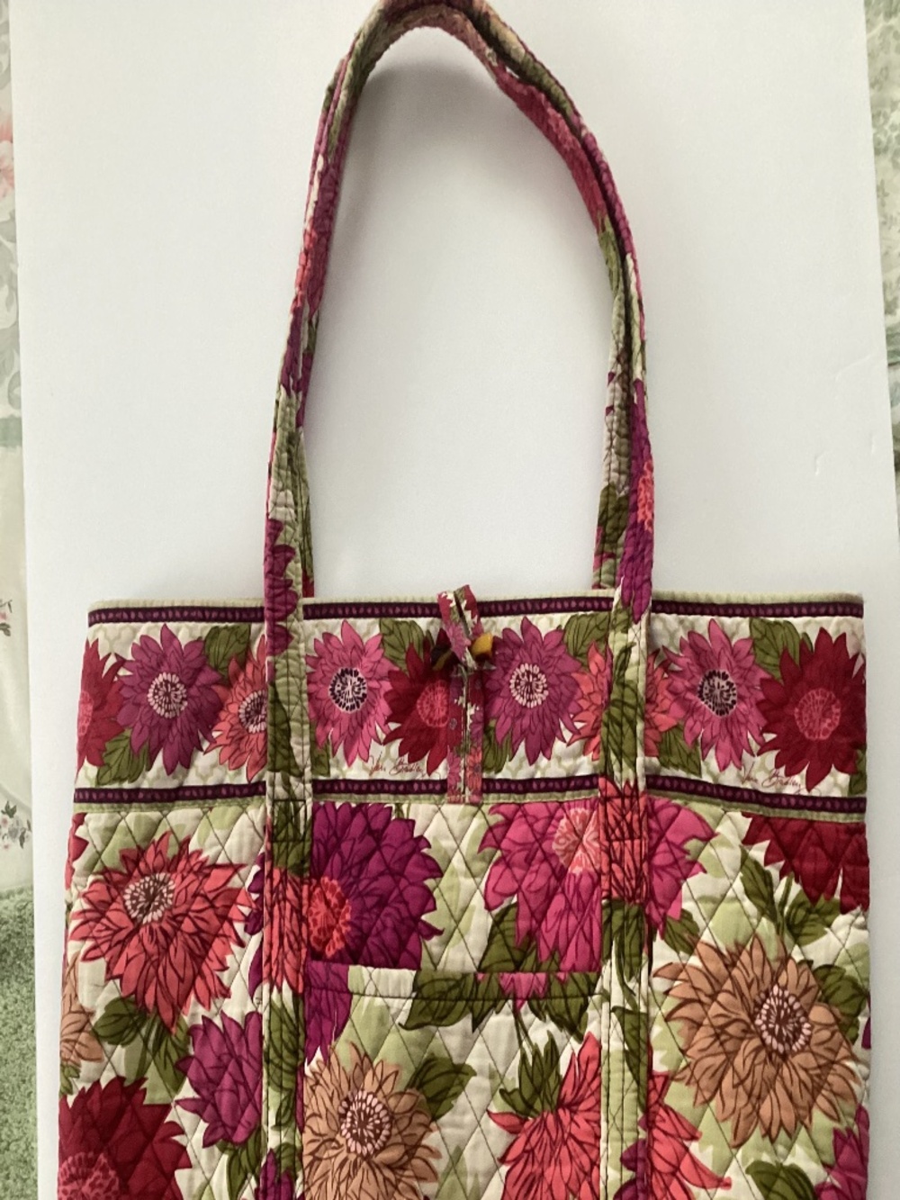 Vera Bradley Large Retired Hello Dahlia Shoulder Tote Bag Handbag